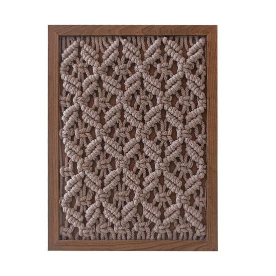 Handmade Woven Tapestry Frame Framed Boho Cotton Wall Art Wooden Rope Wall Hanging