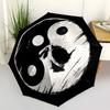 1pc YinYang Skull Automatic Folding Umbrella - Windproof Compact Travel Umbrella with Auto Open/Close, 8-Rib Heavy-Duty Shaft for Women/Men A059