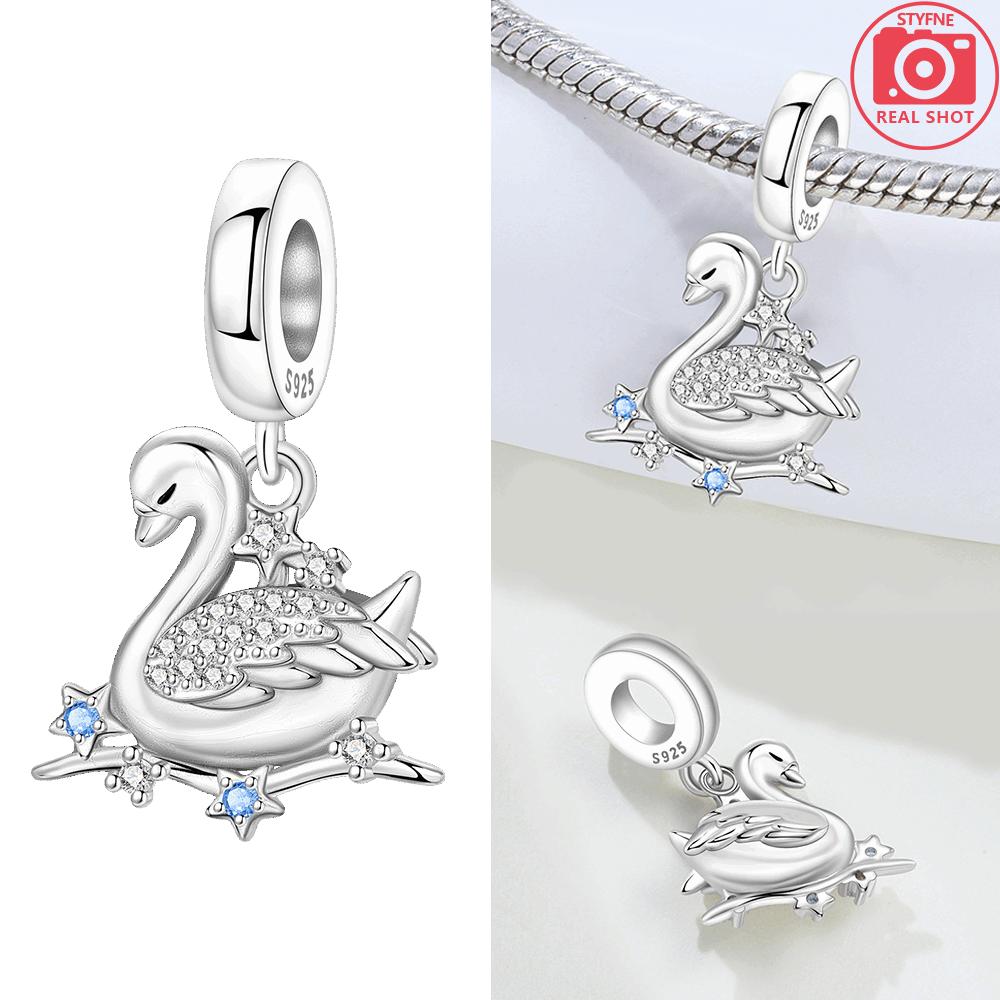 

Charms Original Copper Blue Zirconia Simple Butterfly Swan Pendant Beads Fit Bracelet Women Jewelry Diy Fine Gift Making