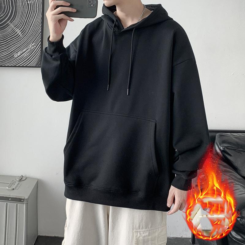 Sweat à capuche décontracté et confortable pour homme, haut ample, couleur unie, pour le sport et le printemps-automne