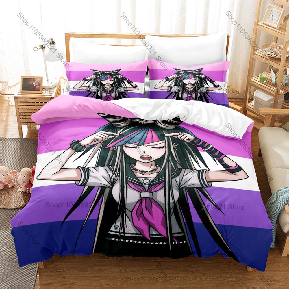 Danganronpa 2 Ibuki Mioda Bedding Set, Duvet Cover & 2 Pillowcases, Punk Rock Character Pattern Breathable All Season