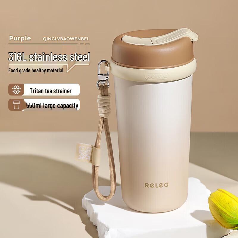 RELEA Portable Insulated Water Bottle with Straw