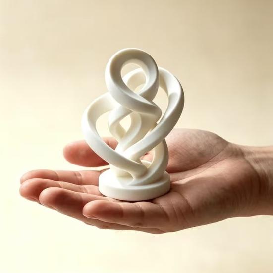 Zeitgenössische Büro Schreibtisch Dekoration Moderne Abstrakte Verdrehte Statue, 3D Gedrucktes Unendlichkeits-Twist-Ornament, Minimalistisches Weißes Band Ornament Künstlerisch