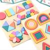 Wooden Geometry Puzzle Board Game Preschool Color Learning Geometric Shape Matching Puzzle Toddlers Boys Girls Educational Puzzle Toy