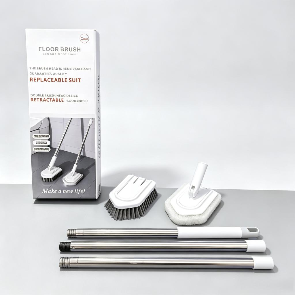 2 In 1 Cleaning Brush Extendable Long Handle Dual Head Design Dual Purpose Scrubber For Bathroom Floor Gap Cleaning