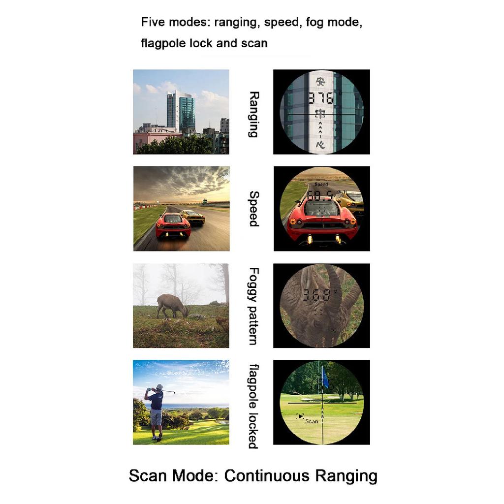 Waterproof Hunting Rangefinder 6X Magnification Flag-locking Range Finder Laser Distance Meter for Golf Sport with Flagpole