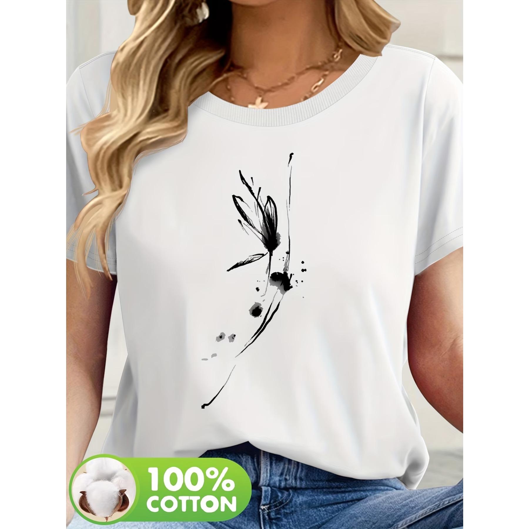 

Short-Sleeve T-Shirt with Print Pattern, A Summer Essential for Daily Wear, Perfect for Beach Vacations, Made From Comfortable Fabric S белый