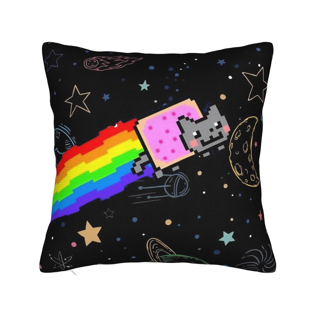 Printed Nyan-Cats Rainbow Funny Game Pillowcase Polyester Cushion Cover Gift Internet Meme Pillow Case Cover Home Drop Shipping