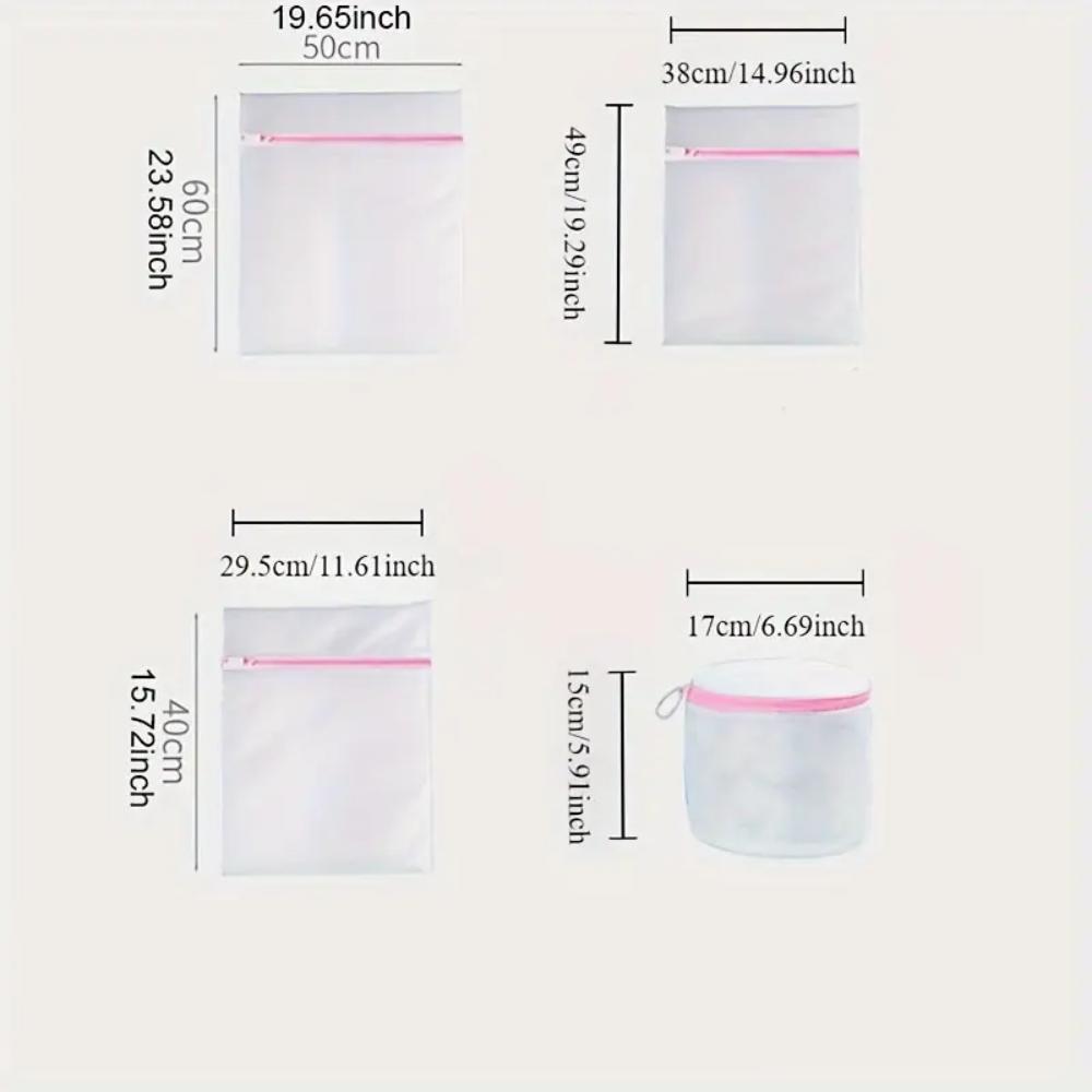This 4-piece set protects the laundry bag from getting clothes dirty, cleans the washing machine, prevents tangling and deformat