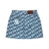 MLB New York Yankees Geometric Pattern Printed Straight Leg Button Mid Waist A-Line Casual Skirt Women skirts Sky-Blue 3FDSM0333-50SBL