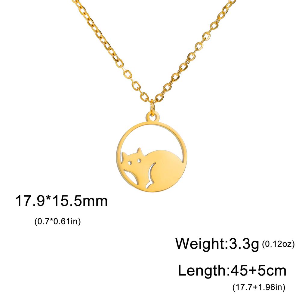 Teamer Söt Kattunge Katt Rostfritt Stål Halsband för Kvinnor Ekorre Fågel Rund Hänge Kedja Choker Smycken Mors Dag Presenter