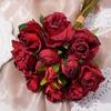 13Pcs Wedding Bouquets Fake Rose With Stems Bunch Home Decor For Diy