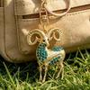 Hot! 1Pcs Sparkling Rhinestone Goat Pendant Backpack Keychain Lightweight Decorative Car Hanger Lobster Clasp Key Holder