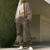 Jordan Womens Flight Jacquard Knit Cardigan (Asia Sizing) Palomino Cement Women Streetwear DX0449-274