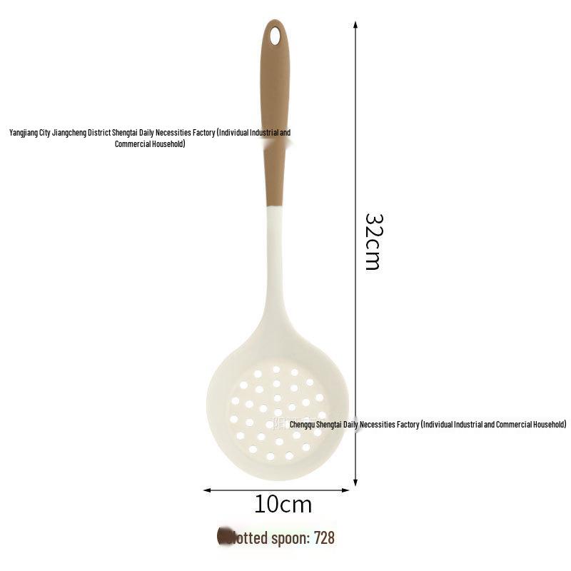 Pink-Handled Silicone Kitchen Tool Set: Spatula, Stir-Fry Spatula, Soup Ladle, Rice Spoon, Skimmer - High Temperature Resistant.