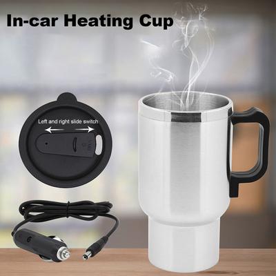 Car Electric Kettle Stainless Steel In Car Kettle Travel Thermoses Heating Water Bottle Heating Cup with Indicator
