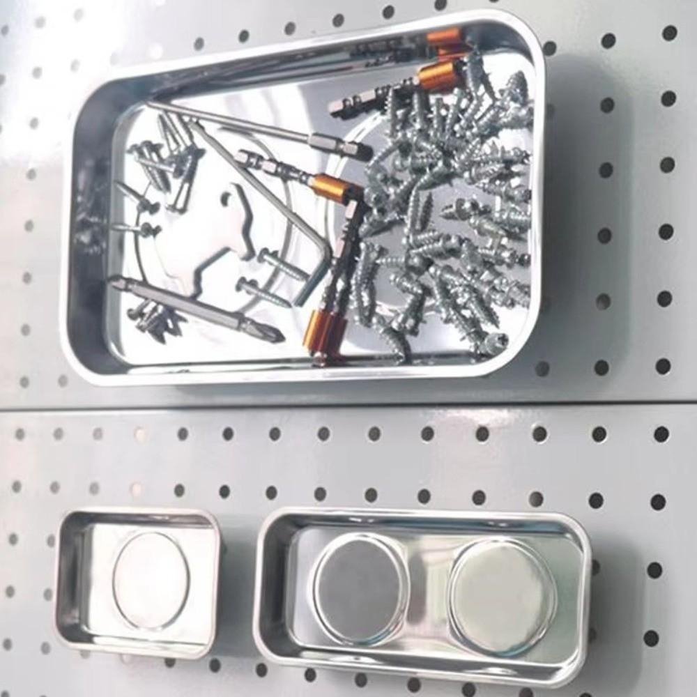 Soft Rubber Base Magnetic Parts Tray Stainless Steel Screw Tray Hardware Accessories