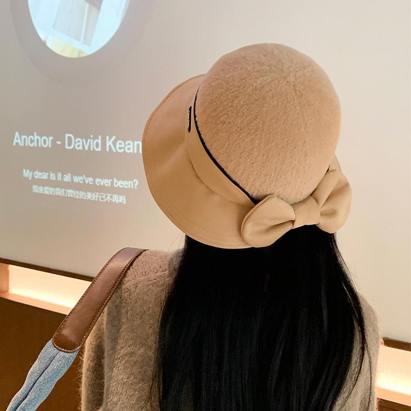 כובע דייג סתיו וחורף לנשים כובע סרוג גרסה קוריאנית מתוקה כובע פנאי חיצוני