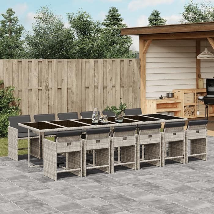 VidaXL Ensemble à Manger de Jardin avec Coussins 13 pcs, Table et Chaise de Terrasse, Meubles de Patio, Mobilier 3211127