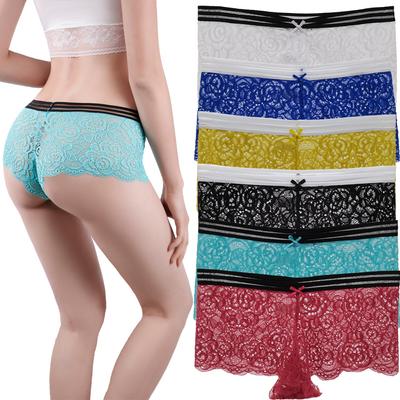 Kadın Boksörler İç Seksi Tam Dantel Fransız Külot Şort Boyshort Bayanlar Knickers Intimates Lingerie 6 Adet/grup
