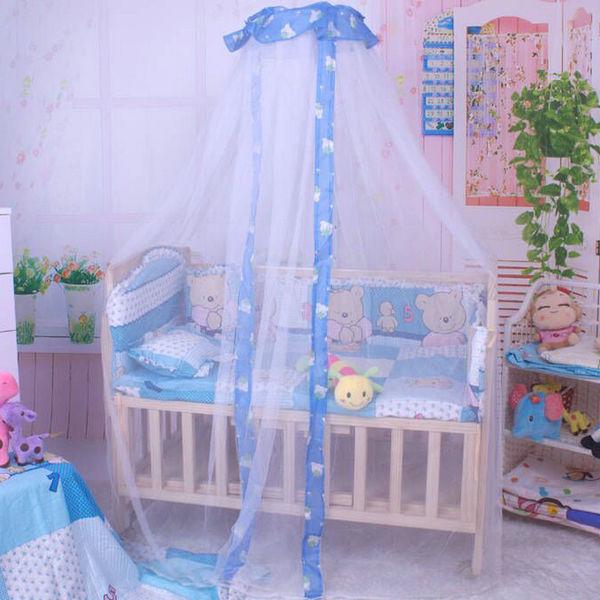 Universal Jacquard Baby Crib Mosquito Net with Floor-Open Door, Palace Style Stand