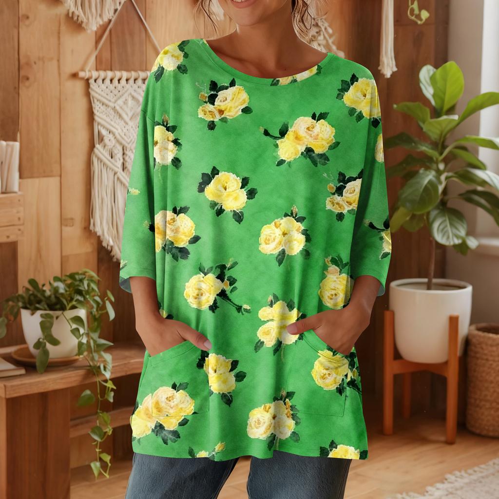 Damen 3/4-Ärmel Shirts Grafik-T-Shirts Shirts Lässige Basic-Tops Pullover