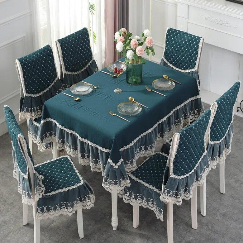 

Европейская классическая скатерть прямоугольная Высококачественная роскошная хлопковая скатерть чехол на стул Свадебный Рождественский декор с блестками 130X180 CM