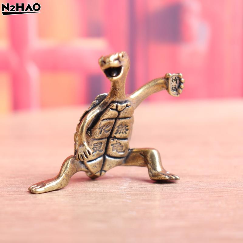 1PCS Brass Mini Metal Turtle Shape Copper Ornament Decorative Craft Lucky Desktop Ornaments Longevity Animal Turtle Figurines