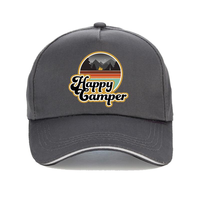Happy Camper Cap Summer Camp Camping Unisex Women baseball cap Green Hiking Outdoor Sport  Trucker Cap
