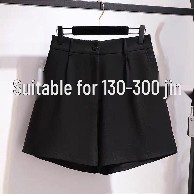 

Spring/Summer Korean Style Women s A-line High Waist Black Suit Shorts - Slimming, Casual, Loose Fit, Wide Leg 2XL - Recommended for 65-80 kg