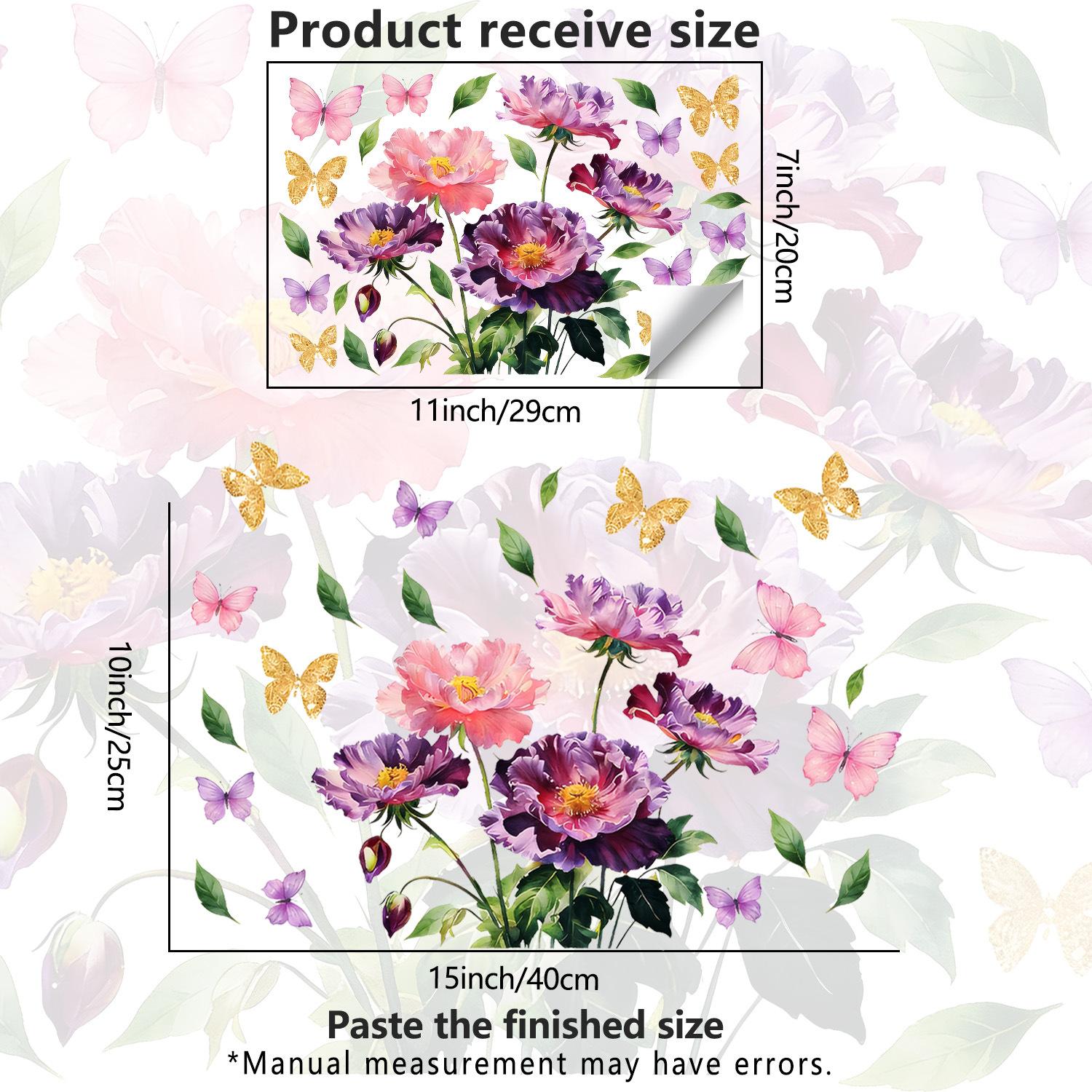 

Creative Peony Butterfly Self Adhesive Removable Kitchen and Bathroom Wall Beautification Stickers