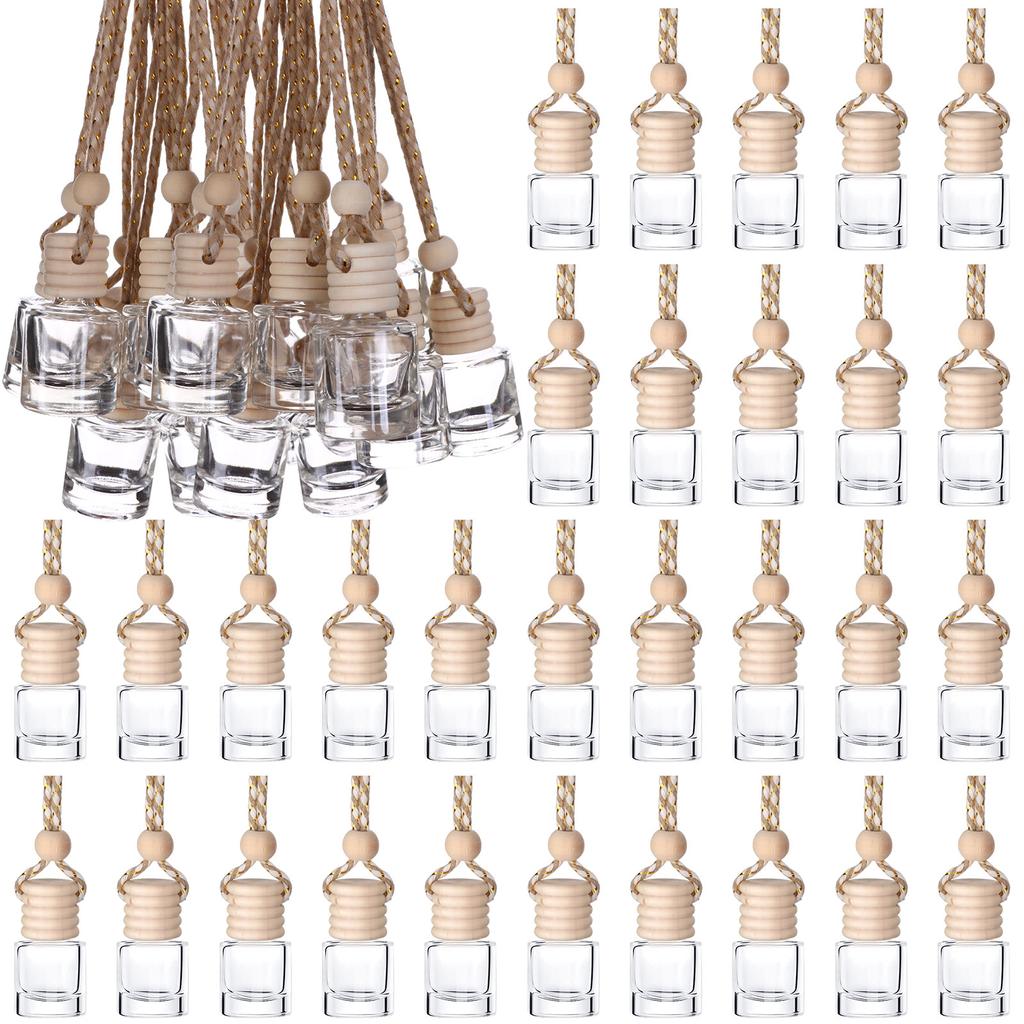 30 Pcs 8 Ml Diamond Shape Hanging Car Air Freshener Diffuser Empty Clear Glass Essential Diffuser Diffuser Bottle Car Air Freshe