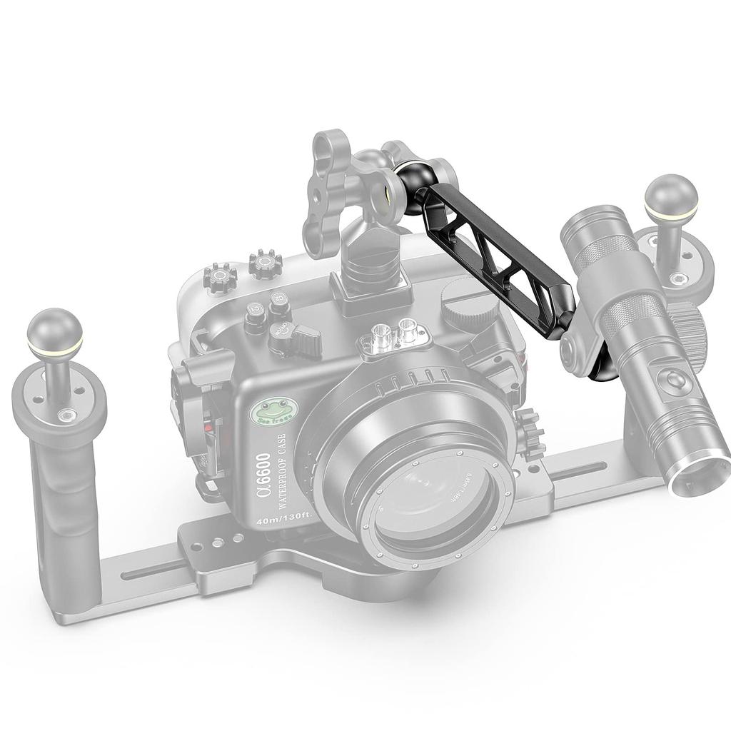 Seafrogs Aluminum Alloy Underwater Extension Mounting Arm with Ball to YS Head Clip Connector Arm for Underwater Lighting Video and Diving Camera