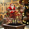 Christmas Garden Stakes Santa Claus Stake, Acrylic Yard Sign, Retro Style Outdoor Decor Reindeer Sleigh Ornament for Lawn Patio Planter Winter Accents