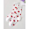 1 pár dámských sportovních kotníkových ponožek s dvojitým pruhem a vzorem srdce, ideální pro podzimní outfity na Valentýna a jako valentýnský dárek