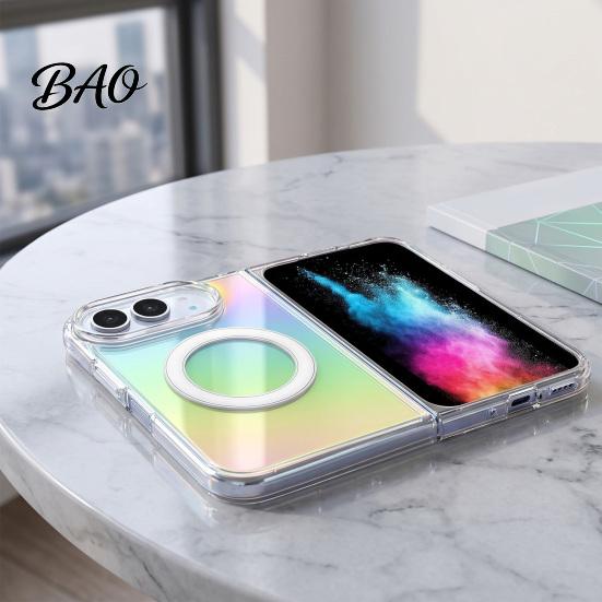 Scratch Resistant Hard Shell for iPhoneDuo Case, Magnetic Phone Transparent Gradient Acrylic Case with Alignment Charging Cover Built-in Wireless