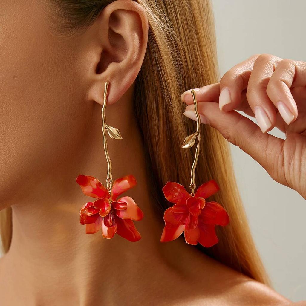 Salircon 5 Styles Retro Hollowout Round Drop Earrings Women Boho Acrylic Bead Tassel Pendant Earring Trendy Jewelry Accessories