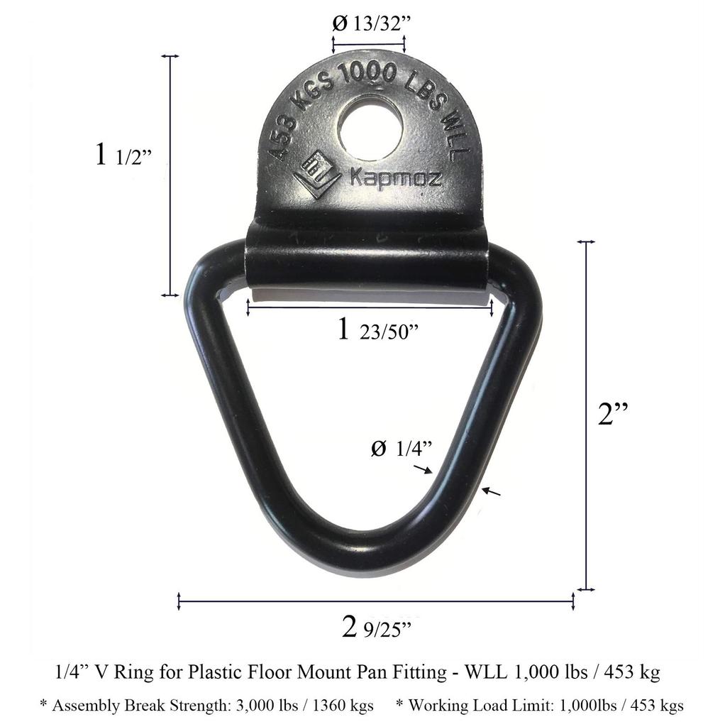 Heavy Duty Truck Bed Tie Down Anchor Ring Trailer Hook Cargo Bolt V-Ring Pickup Rail Accessories (Pack of 4)