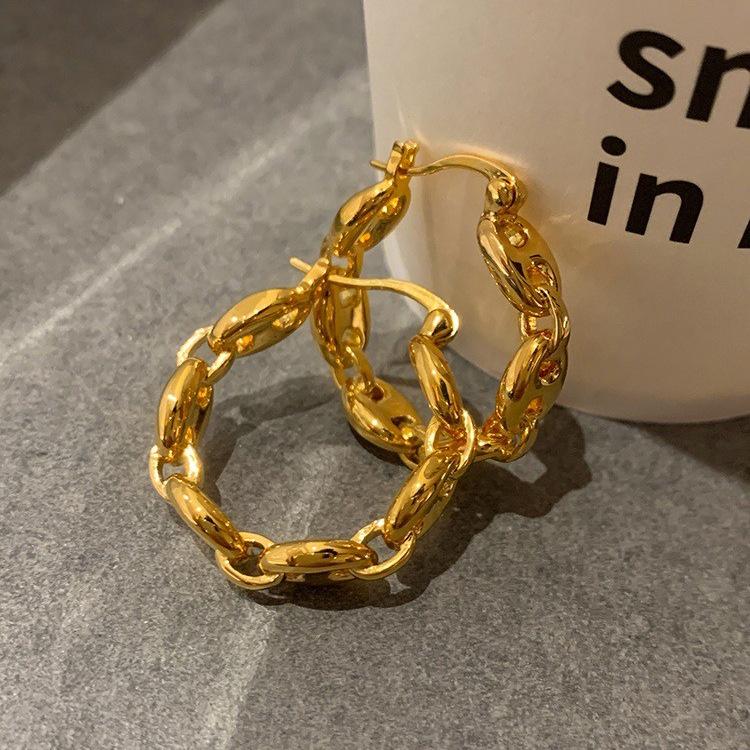 European-American Metal Style Pig Nose Chain Earrings: Women's Fashion, Versatile, Light Luxury, High-Quality Jewelry.