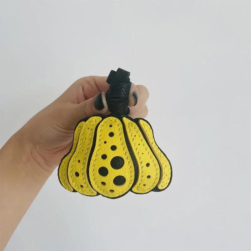 Handmade Genuine Leather Cute Small Flame Bag Pendant Car Key Chain Rope Ring Scarecrow Pendant Decoration New Pendant Bag Charm