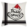 Grinch Linen Throw Pillowcase Holiday Sofa Office Cushion Pillowcase Green Furry Christmas Pillowcase