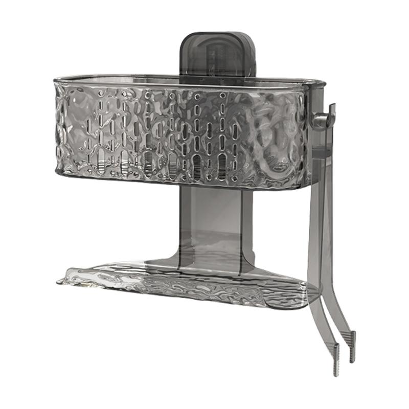 Bathroom Organizers Suction Cup Shelf With Double Layers Ventilated Storage Shelf For Shower Essential And Cosmetics