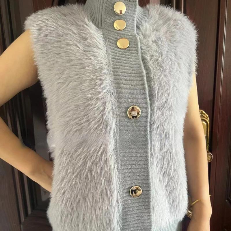 2023 herbst Winter Elegante Kintted Weste Mantel Frauen Casual Ärmellose Pullover Feste Dicke Warme Mantel Jacker Weibliche Outwear Chic