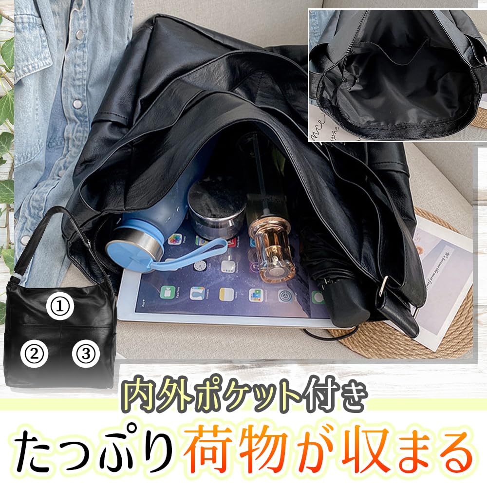 Women's Shoulder Bag for Everyday Use, Multiple Pockets, Water-repellent, Lightweight, All-season (black)
