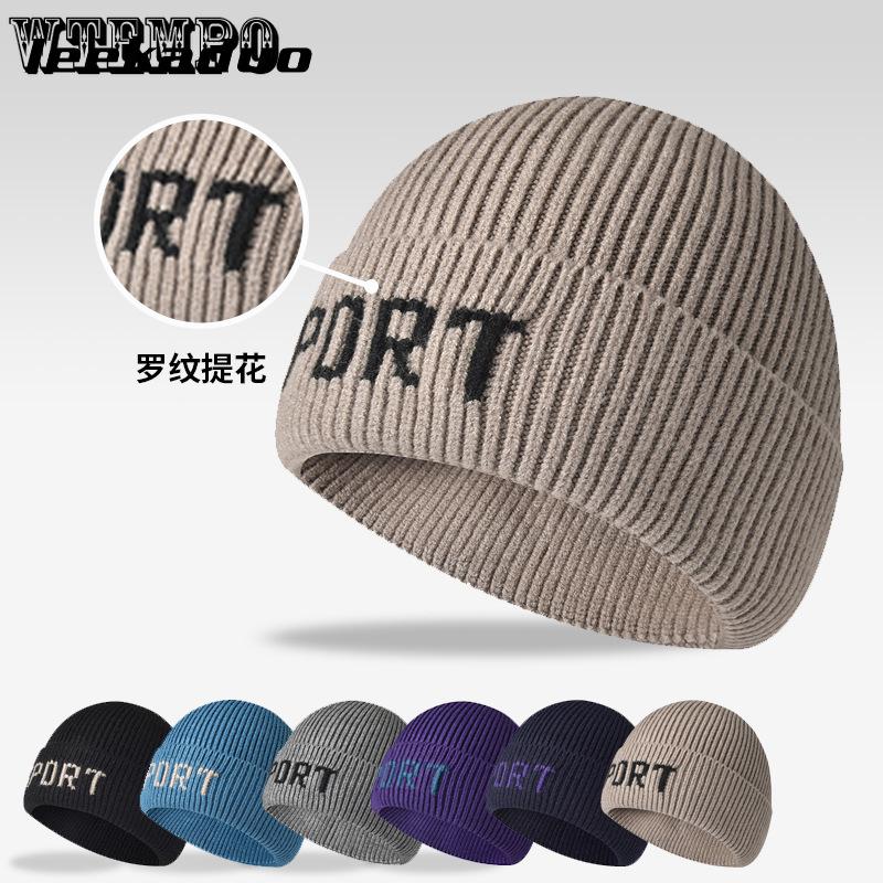 

Thick and Warm Knitted Hat for Men s Sports and Winter Protection Women s Jacquard Knitted Pullover Hat one size джинсовий синього кольору
