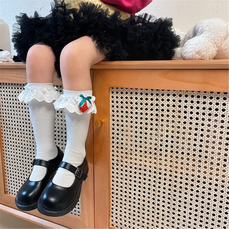 Lovely Embroidered Lace Socks for Girls Comfortable In Tube Socks Fashionable Socks for School Activities and Daily