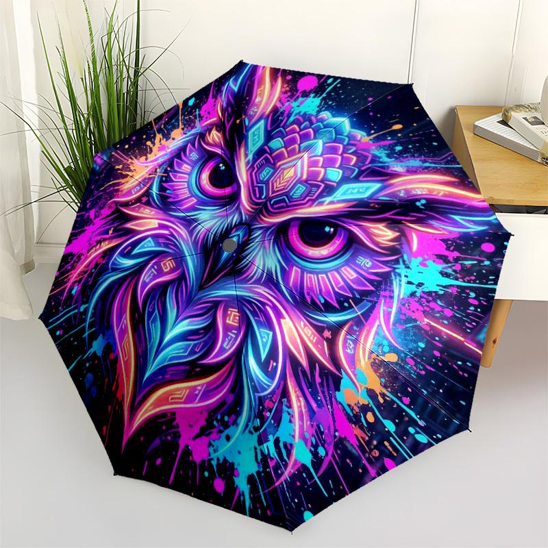 

1pc Neon Owl Umbrella Portable Folding Umbrella Durable Iron Frame, Suitable for All Seasons Home Travel Outdoor yy260319023