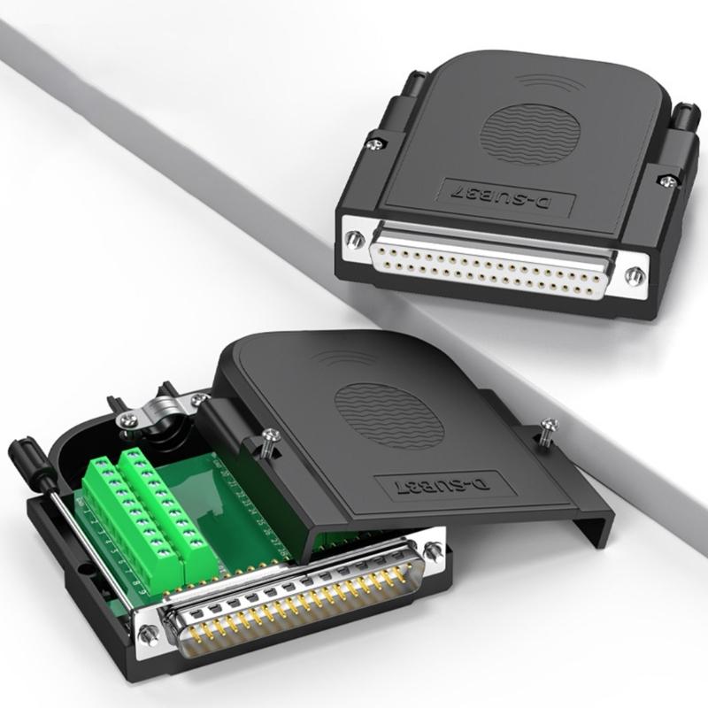 Cienki adapter DB37 bezlutowy RS232 D-Sub z obudową typu Fold Lock i wieloma przewodami końcowymi