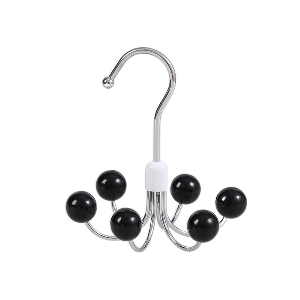 Creative Iron Wooden Ball Swivel Hook Rotatable Hanging Six-claw Hook Black Clothes Hangers Home