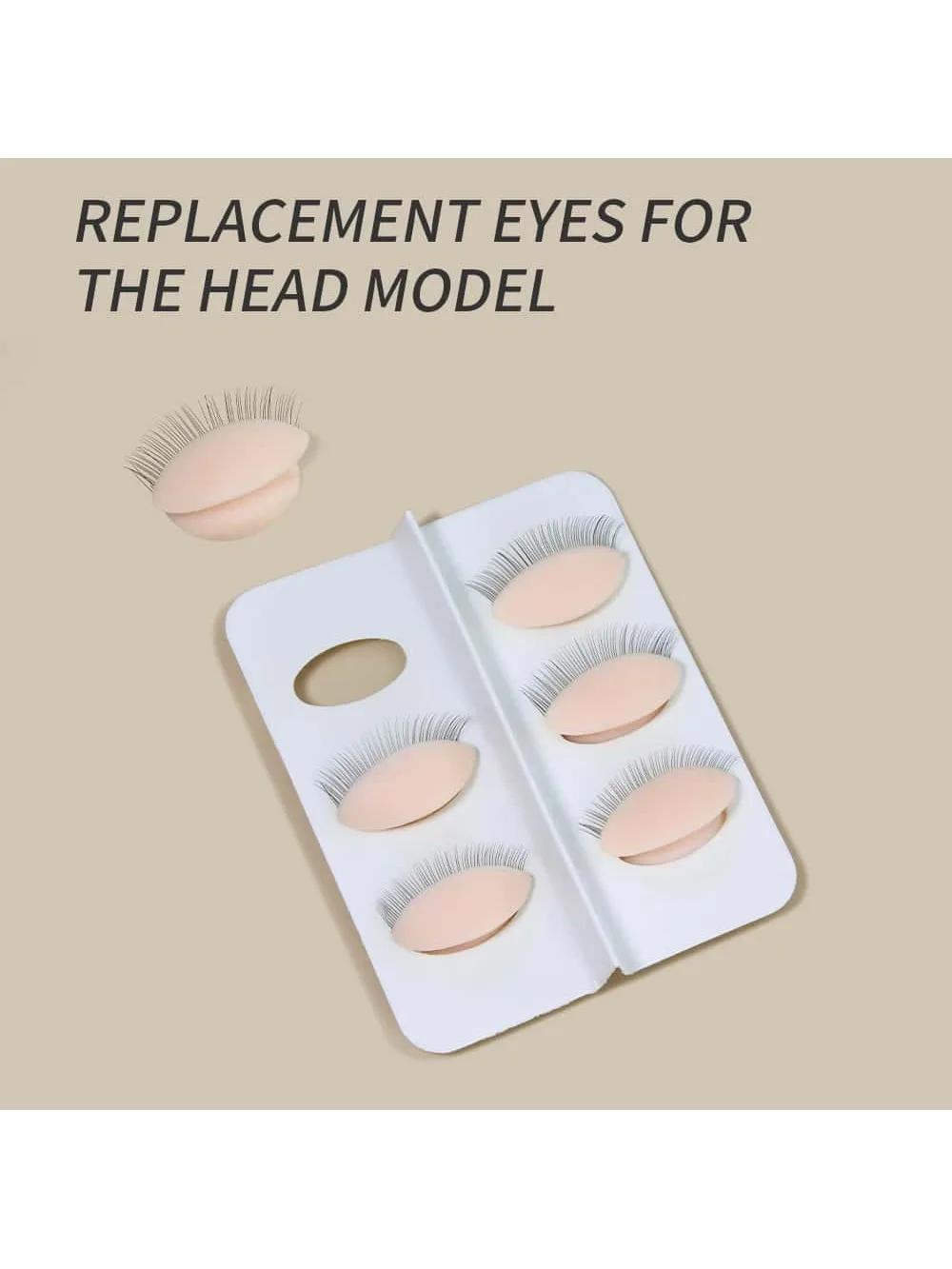 3 пары/набор Сменные накладные ресницы для тренировочной головы-манекена Силиконовые съемные веки Глаза для тренировки татуажа Манекен